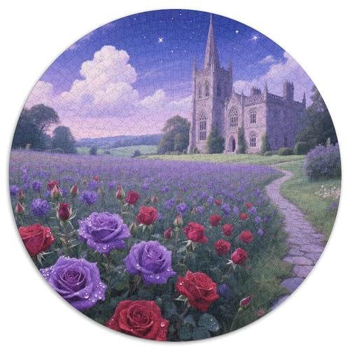 Rose 1000 Teile Puzzle Plant Art Style Castle RundPuzzle Puzzle Made in Europe DIY Erwachsene Wand Dekoration 1000pcs (67.5x67.5cm) von PNSDUESA
