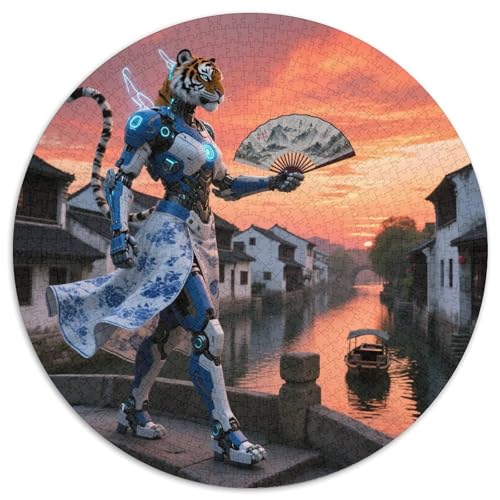 Tiger 1000 Teile Puzzle Tiger Science Fiction RundPuzzle Puzzle Made in Europe PädagogischesStressabbau-Spielzeug Für Erwachsene Kinder Geeignet Ab 12 Jahren Puzzles-Geschenk 1000pcs (67.5x67.5cm) von PNSDUESA