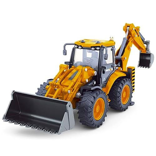 POCO DIVO Diecast 1/50 Baggerlader, Metall Eimer Bagger, Legierung Bulldozer Traktor, Action Spielzeug Scale Wheel Engineering Construction Truck Modell, Kinder Jungen STEM Geschenk Erwachsene von POCO DIVO