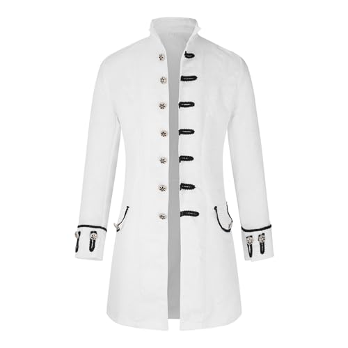 PODOLIXIA Halloween Kostüm Herren Steampunk Mantel Elegant Stehkragen Männer Gothic Mittelalter Karneval Jacke, Viktorianischen Gehrock Uniform Smoking Retro Langer Button Kleidung von PODOLIXIA