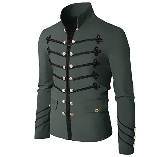 PODOLIXIA Herren Palast Prinz Uniform Langarm Steampunk Frack Mantel Gothic Viktorianisch Blazer Jacke Renaissance Vintage Gold Bestickter Gehrock Halloween Kostüm Lässiger Oberbekleidung von PODOLIXIA