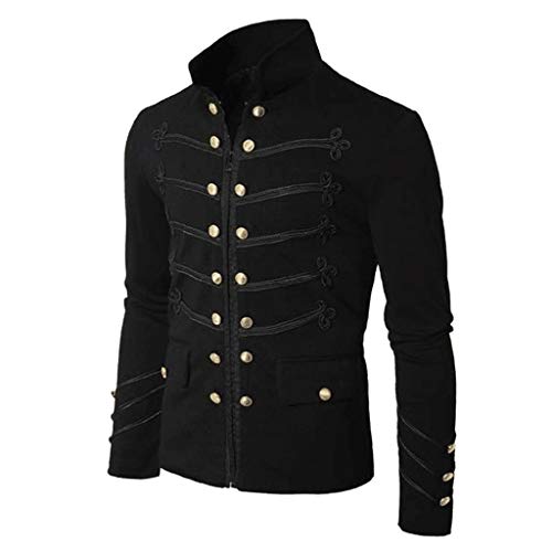 PODOLIXIA Herren Palast Prinz Uniform Langarm Steampunk Frack Mantel Gothic Viktorianisch Blazer Jacke Renaissance Vintage Gold Bestickter Gehrock Halloween Kostüm Lässiger Oberbekleidung von PODOLIXIA