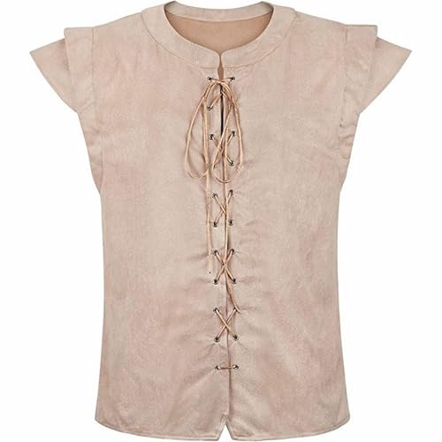 PODOLIXIA Mittelalter Kleidung Herren Weste Renaissance Pirate Kostüm Gothic Steampunk Schnürweste Cosplay Top Halloween Costume Piratenkostüm Herrenweste von PODOLIXIA