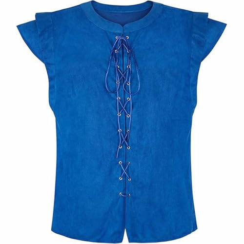 PODOLIXIA Mittelalter Kleidung Herren Weste Renaissance Pirate Kostüm Gothic Steampunk Schnürweste Cosplay Top Halloween Costume Piratenkostüm Herrenweste von PODOLIXIA