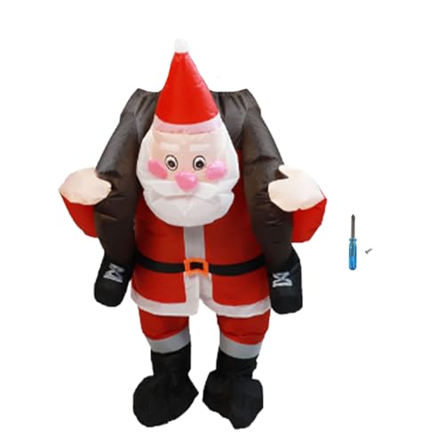 Aufblasbares Weihnachtsmann Kostüm - Weich, Wasserdicht & Leicht, Für Kinder & Erwachsene, Ideal für Fest & Party, Wiederverwendbar, Einheitsgröße Rentiergeweih Inklusive von PODSJD