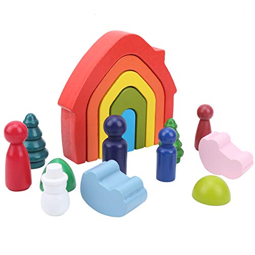 PODSJD Bausteine ​​für Kleinkinder - farbenfrohe Formen und Größen, lehrreiches kreatives Spielzeug für frühes Lernen und Entwicklung (Rainbow House Set) von PODSJD