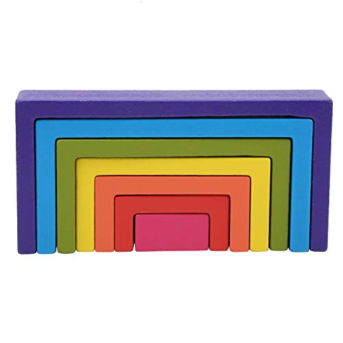 PODSJD Bausteine ​​für Kleinkinder - farbenfrohe Formen und Größen, lehrreiches kreatives Spielzeug für frühes Lernen und Entwicklung (Square Rainbow Building Blocks) von PODSJD