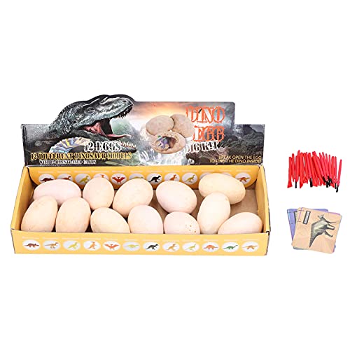 PODSJD Dinosaurier -Ausgrabungs -Kit - 12 Dinosauriereier mit Werkzeugen und Bildungskarten für Kinder im Alter von 3+ Interaktiven Paläontologiespielzeug für Familienspaß und Lernen von PODSJD