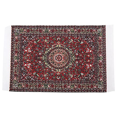 PODSJD Miniaturpuppenhaus Teppich - Exquisite Rayon -Faden -Faden -Teppich für 1:12 Skala, langlebige und farbenfrohe Dekoration, Geburtstag und Weihnachts (Red Satin) von PODSJD