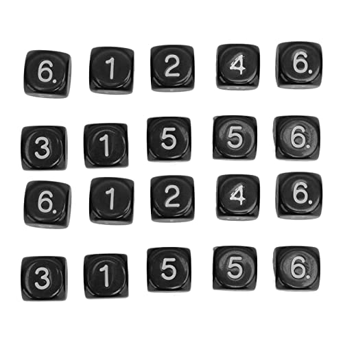 20 Stück 16 Mm Zahlenwürfel, 6-seitiges Zahlenwürfel-Set aus Polyedrischem Kunststoff für Zahlenunterricht bei Brettspielen (Black) von POENVFPO