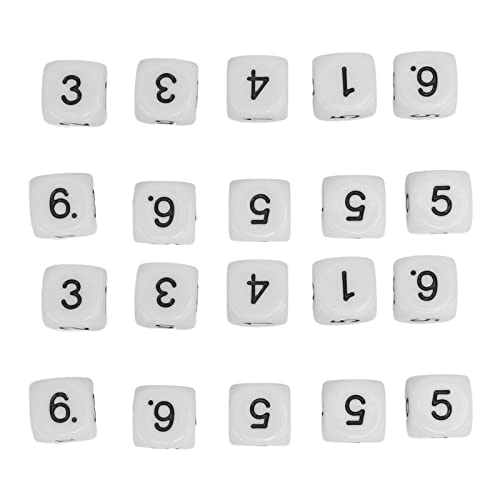 POENVFPO 20 Stück 16 Mm Zahlenwürfel, 6-seitiges Zahlenwürfel-Set aus Polyedrischem Kunststoff für Zahlenunterricht bei Brettspielen (White) von POENVFPO