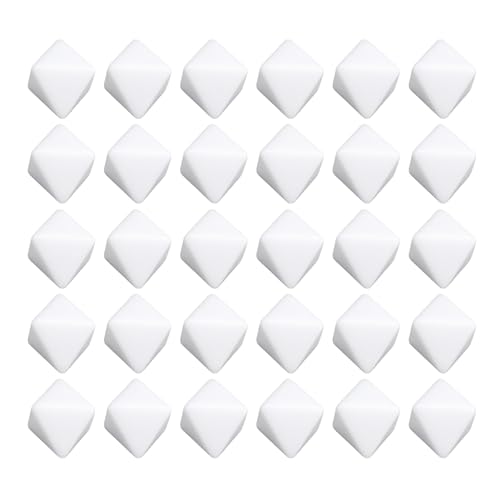 30 Stück Leere Weiße Würfel, 8-seitige Leere Weiße Kunststoffwürfel, Pädagogische Würfel für Brettspiele, DIY, Unterhaltsamer Unterricht von POENVFPO