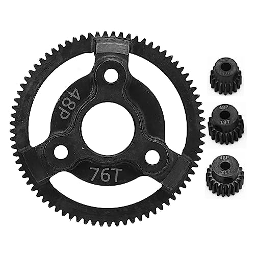 Odorkle 48P 76T Big Gear RC Car Ersatzgetriebe Ritzelsatz, 19T 20T 21T Ritzel Stahl RC Car Ersatzgetriebe Kit RC Car Gear Ersatz für 1/10 RC Car Shock Shafts von POENVFPO