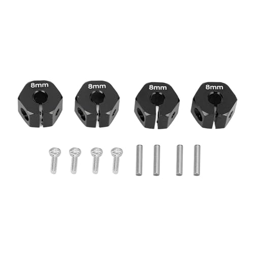 POENVFPO 12mm Aluminiumrad -Hex -Antriebs -Hub -Hub -Adapter und M4 -Locknuss (4p) für SCX10 Wraith, Upgrade für RC -Modellauto -Teile (Black) von POENVFPO