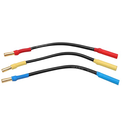 POENVFPO 3pcs 4mm Banana Stecker Verlängerungskabel, Bananenstecker -Steckanschluss Männliches Frauenverlängerungskabel für RC -Autoboot von POENVFPO