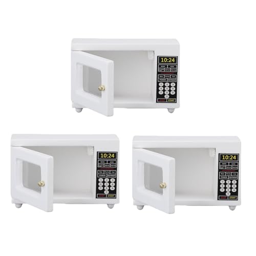 POENVFPO 3pcs weiß 1:12 Dollhouse Mikrowelle Holz Miniatur -Küchenzubehör Spielzeugfoto Requisiten von POENVFPO