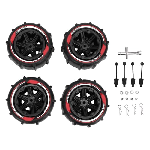 POENVFPO 4 PCs 12mm Hex RC Rad Hub -Hub -Reifen, 3,37 X 2,11 Zoll Reifen -Set -Zubehör Kompatibel mit 1/14 1/16 RC Rock Crawlers Vehicles Trucks von POENVFPO