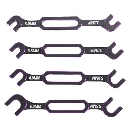 POENVFPO 4 PCs RC -Schraubenschlüsselset, 3.0/3,2/3,5/3.7/4.0/5.0/5,5/6,0 Mm Schraubmutterkugel Endwerkzeug RC Drohne Crawler Upgrade Teile Reparaturwerkzeug (Purple) von POENVFPO