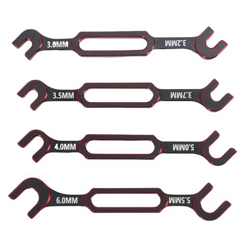 POENVFPO 4 PCs RC -Schraubenschlüsselset, 3.0/3,2/3,5/3.7/4.0/5.0/5,5/6,0 Mm Schraubmutterkugel Endwerkzeug RC Drohne Crawler Upgrade Teile Reparaturwerkzeug (Rot) von POENVFPO