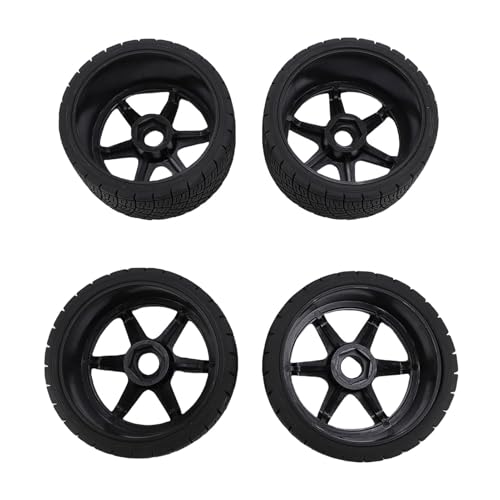 POENVFPO 4 Stück 17mm RC Rallye Rennreifen, Modische Kunststoff Reifen Radfelgen Ersatz (Black) von POENVFPO