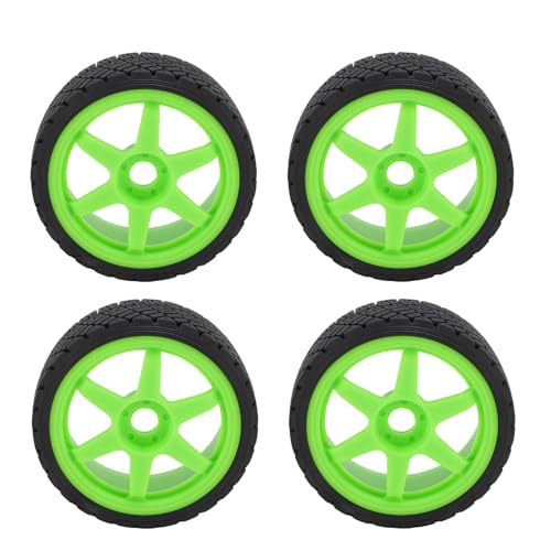 POENVFPO 4 Stück 17mm RC Rallye Rennreifen, Modische Kunststoff Reifen Radfelgen Ersatz (Green) von POENVFPO