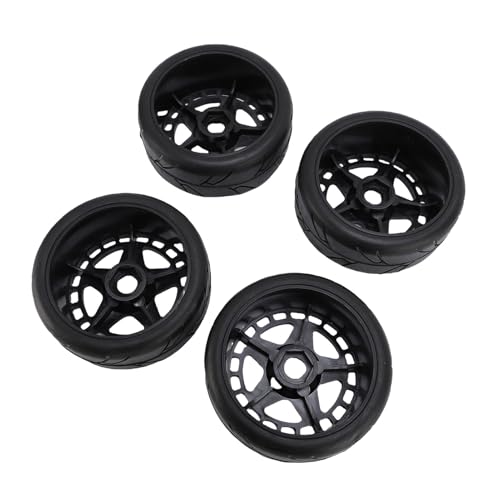 POENVFPO 4PCS RC Rallye -Reifen, 17 Mm Plastik 1/8 RC -Autobahnreifen, Robuste Festigkeit und Haltbarkeit, für die Straße und die Straße Abseits der Straße (Black) von POENVFPO