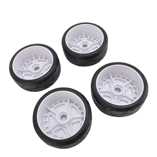 POENVFPO 4PCS RC Rallye -Reifen, 17 Mm Plastik 1/8 RC -Autobahnreifen, Robuste Festigkeit und Haltbarkeit, für die Straße und die Straße Abseits der Straße (White) von POENVFPO