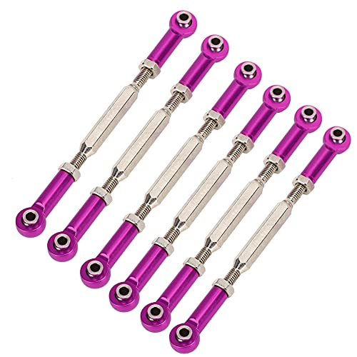 POENVFPO 6 Stück 88 Mm Verstellbare Spannschlossstangengestängeteile aus Aluminiumlegierung, RC-Car-Schubstangen RC-Car-Upgrade-Zubehör für Autos (Purple) von POENVFPO
