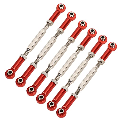 POENVFPO 6 Stück 88 Mm Verstellbare Spannschlossstangengestängeteile aus Aluminiumlegierung, RC-Car-Schubstangen RC-Car-Upgrade-Zubehör für Autos (Rot) von POENVFPO