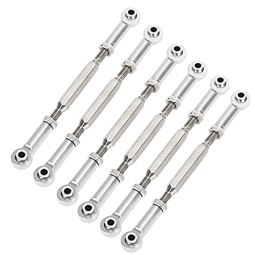 6 Stück 88 Mm Verstellbare Spannschlossstangengestängeteile aus Aluminiumlegierung, RC-Car-Schubstangen RC-Car-Upgrade-Zubehör für Autos (Silver) von POENVFPO
