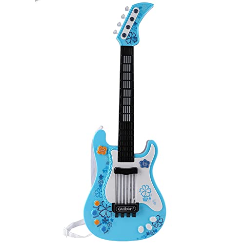 POENVFPO Gitarrenspielzeug, Bassgitarrenspielzeug, Leichtes Musikspielzeug mit 4 Tierliedern, Musikinstrumentenspielzeug für Spaß und Lernen (Blue) von POENVFPO