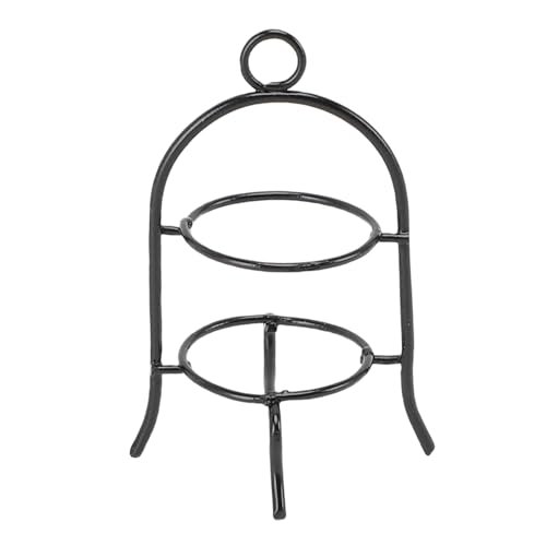 POENVFPO Miniatur 2 -Tier -Kuchenständer, Puppenhausdekorationszubehör mit 4 Stcs -Platten, weiß, 3,8 X 3,8 X 6,1 cm, für 1:12 Puppenhaus Skala (Black) von POENVFPO