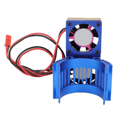 POENVFPO RC -Auto Motor Double Kühllüfter Kühlkörper, Dual -Lüfter -Design für 380 540 550 3650 3660 3674 Motor DC 7V Hohe Drehzahl (Blau bunt) von POENVFPO