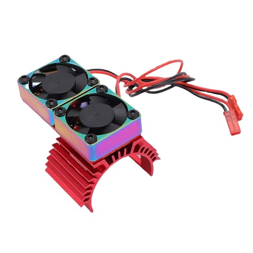 POENVFPO RC -Auto Motor Double Kühllüfter Kühlkörper, Dual -Lüfter -Design für 380 540 550 3650 3660 3674 Motor DC 7V Hohe Drehzahl (Rot farbenfroh) von POENVFPO