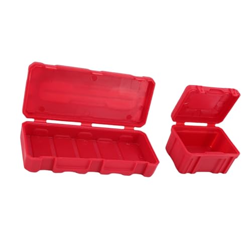 POENVFPO RC -Autowerkzeug- und Gepäckbox -Set, Hohe Simulation RC -Speicherbox mit Aufkleber für die Dekoration (Rot) von POENVFPO