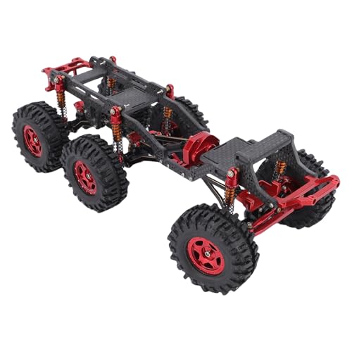 POENVFPO RC -Chassis, 6x6 Kohlefaser RC -LKW -Fahrgestellrahmen, Aufrüstung mit Niedrigem Mittelwert für SCX24 (Schwarz Rot) von POENVFPO