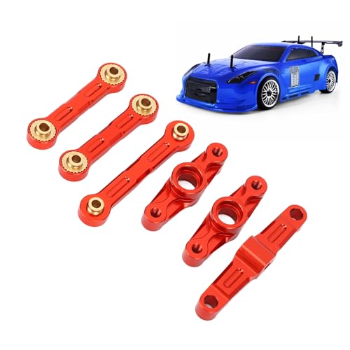 POENVFPO RC -Lenkungsstange, Leichtmetalllenkbaugruppe mit Schrauben und Lagern Upgrade -Teile Einfache Installation für TT02 RC -Auto (Rot) von POENVFPO