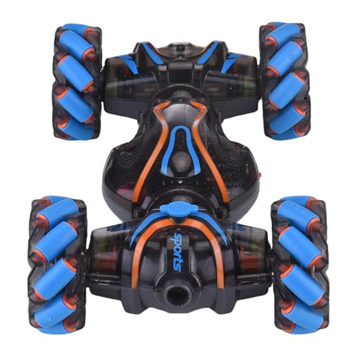 POENVFPO RC Stunt Car, 2,4 GHz 4WD -Geste Sensorauto mit Spray, Lichtern, Musik, 360 ° -Wrdation, Handgesteuertes Off -Road -Fahrzeug für Kinder (Blue) von POENVFPO