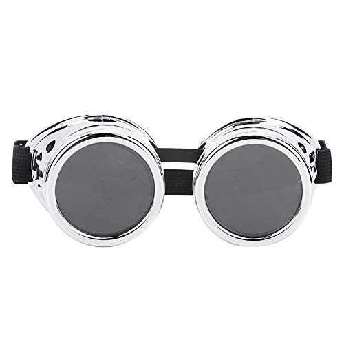 POENVFPO Steampunk -Brille, Doppelschicht Sonnenbrille Vintage Steampunk Goggles für Party -Requisitendekoration (Helles Silber) von POENVFPO
