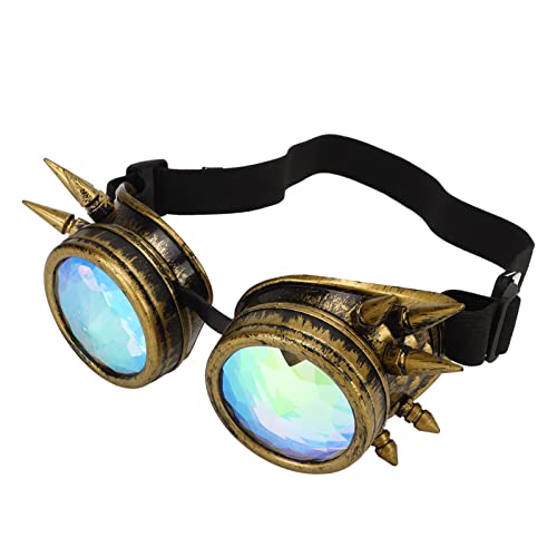 POENVFPO Steampunk Goggles Kaleidoscope Goggles Trippy Psychedelic Vintage Decor mit Verstellbaren Noses -Noses -Elastizieren für Halloween Partys Kostümzubehör (Bronze) von POENVFPO