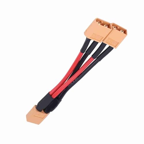 Parallelkabel XT60, Tragbar 2 Typen 1 weiblich auf 2 Male Akkuanschluss Adapter Kabel 14AWG für RC Lipo (1 weiblich und 2 Männchen) von POENVFPO
