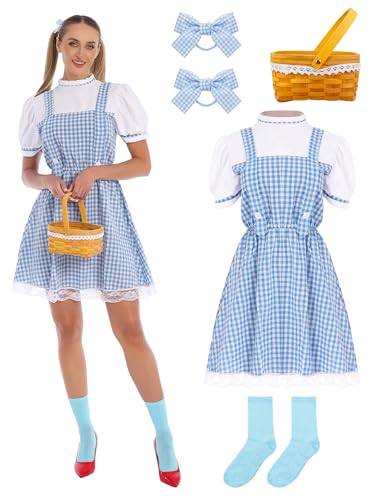 POEWAUVE Halloween-Kostüm für Erwachsene, blau, kariert, Größe M von POEWAUVE
