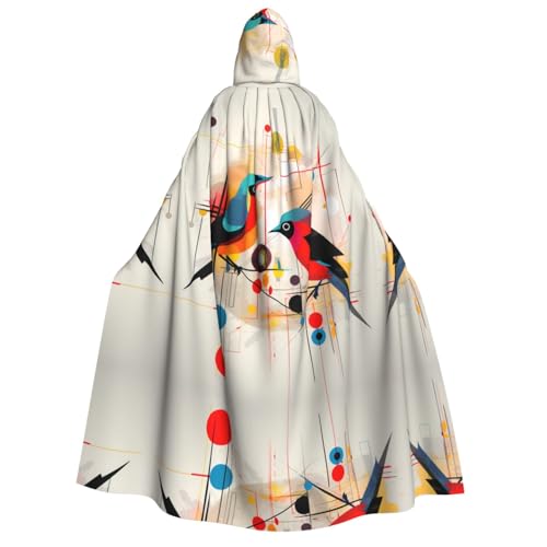 POEZJZW Abstrakter Vogel-Umhang mit Kapuze für Erwachsene für Damen und Herren, Halloween-Kostüm, Maskerade, Cosplay, Kostüm, Weihnachten, Party, Robe von POEZJZW