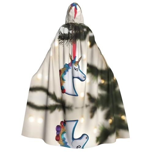 POEZJZW Einhorn-Kopf-Skulptur für Erwachsene, mit Kapuze, Umhang für Damen und Herren, Halloween-Kostüm, Maskerade, Cosplay, Kostüm, Weihnachten, Party, Robe von POEZJZW