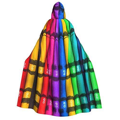 POEZJZW Farbige Buntstifte, Umhang mit Kapuze, Umhang für Damen und Herren, Halloween-Kostüm, Maskerade, Cosplay, Kostüm, Weihnachten, Party, Robe von POEZJZW