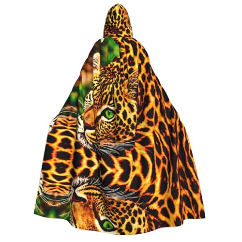 POEZJZW Gepunkteter Leoparden-Umhang mit Kapuze für Erwachsene für Damen und Herren, Halloween-Kostüm, Maskerade, Cosplay, Kostüm, Weihnachten, Party, Robe von POEZJZW