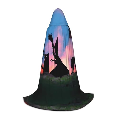 POEZJZW Gruseliges Halloween-Muster, Teenager, Kapuzenumhang, für Damen und Herren, Halloween-Kostüm, Maskerade, Cosplay, Kostüm, Weihnachten, Party, Robe, Größe L von POEZJZW