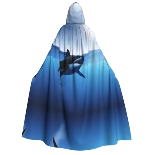 POEZJZW Hai-Umhang mit Kapuze für Erwachsene, für Damen und Herren, Halloween-Kostüm, Maskerade, Cosplay, Kostüm, Weihnachten, Party, Robe von POEZJZW