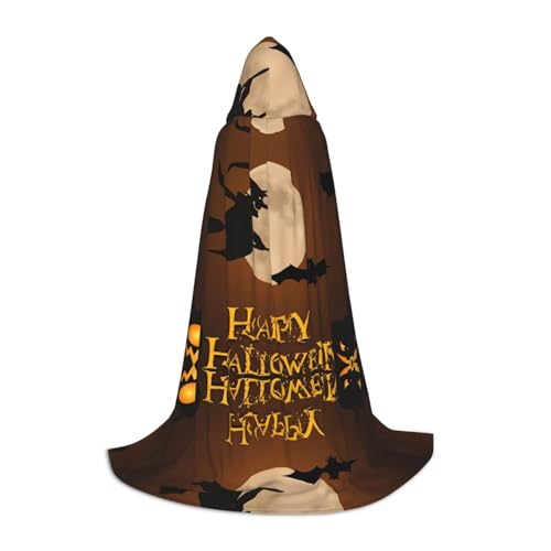 POEZJZW Halloween Hexe fliegendes Muster Teenager Kapuzenumhang Umhang Damen Herren Halloween Kostüm Maskerade Cosplay Kostüm Weihnachten Party Robe M von POEZJZW