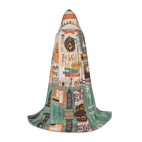 POEZJZW Halloween-Scrapbook-Muster, Teenager, Kapuzenumhang, für Damen und Herren, Halloween-Kostüm, Maskerade, Cosplay, Kostüm, Weihnachten, Party, Robe, Größe S POEZJZW Halloween-Scrapbook-Muster, Teenager, Kapuzenumhang, für Damen und Herren, Halloween-Kostüm, Maskerade, Cosplay, Kostüm, Weihnachten, Party, Robe, Größe S von POEZJZW